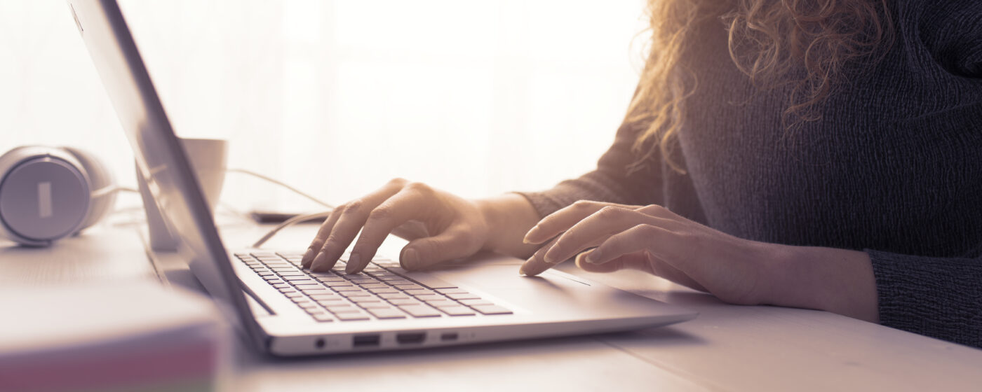 Woman working on laptop
