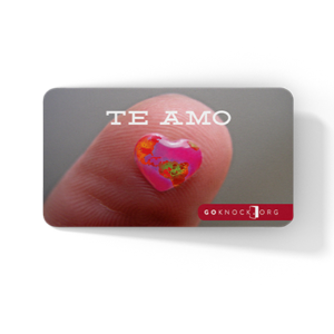 "Close up of Te Amo front card"