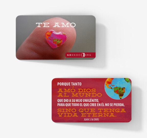"Front and back of Te Amo Card"