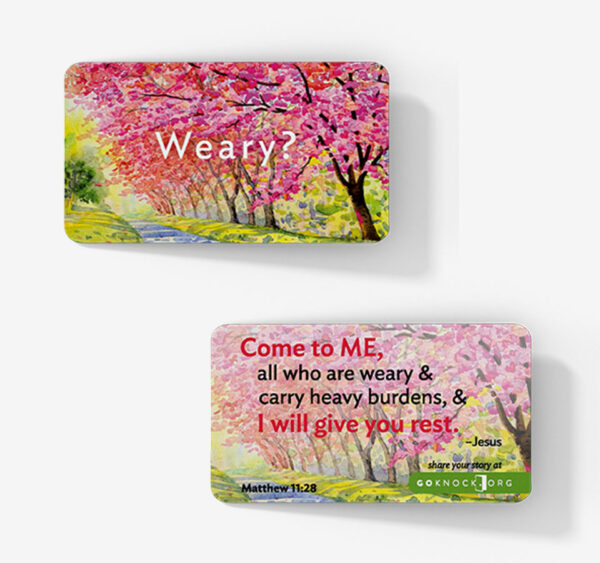 "Front and back of weary card"